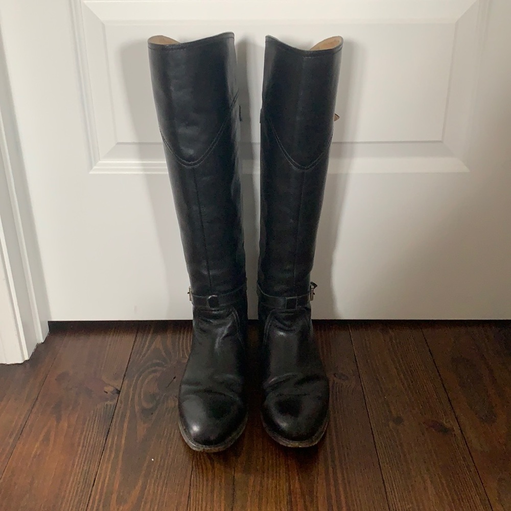 Frye Black Dorado pull on riding boots